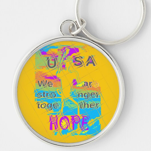 USA Hoop: Kleurrijk Textuurontwerp Sleutelhanger (Voorkant)