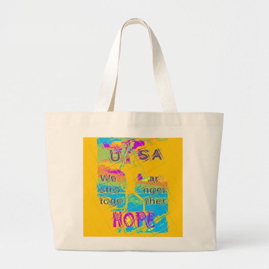 USA Hope: Kleurrijk gestructureerd ontwerp Grote Tote Bag (Voorkant)