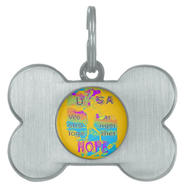 USA Hope: Kleurrijk gestructureerd ontwerp Huisdieren Naamplaatje (voorkant)