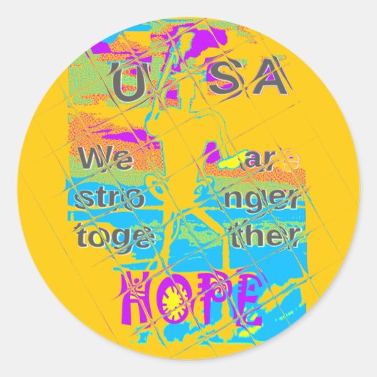 USA Hope: Kleurrijk gestructureerd ontwerp Ronde Sticker (Voorkant)