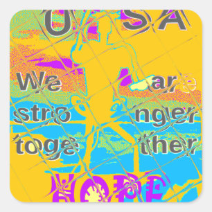 USA Hope: Kleurrijk gestructureerd ontwerp Vierkante Sticker