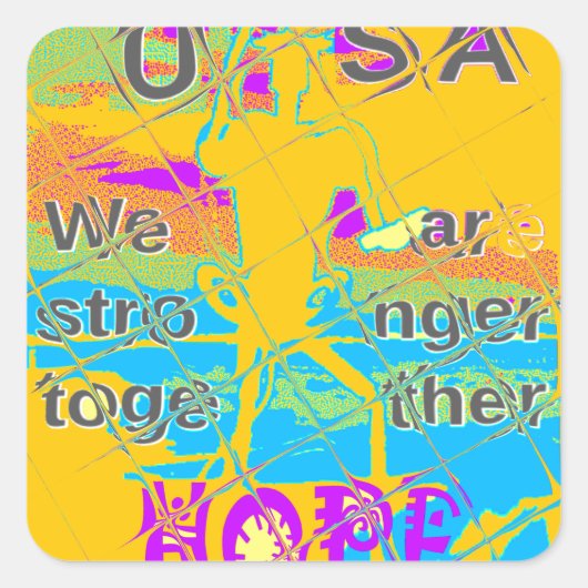 USA Hope: Kleurrijk gestructureerd ontwerp Vierkante Sticker (Voorkant)