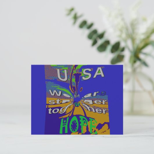 USA Hope Message Art Print Briefkaart (Staand voorkant)