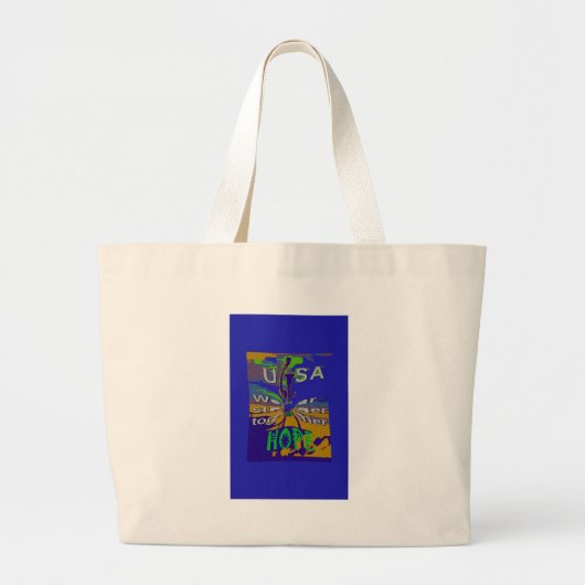 USA Hope Message Art Print Grote Tote Bag (Voorkant)
