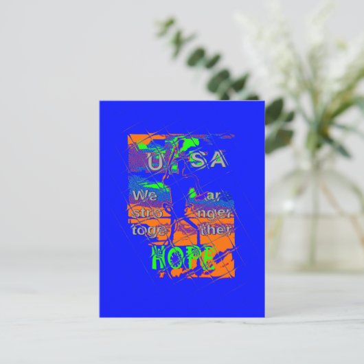 USA Hope: samen sterker patriottisch design Briefkaart (Staand voorkant)
