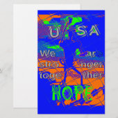 USA Hope: samen sterker patriottisch design Briefpapier (Voorkant / Achterkant)