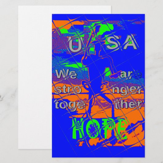 USA Hope: samen sterker patriottisch design Briefpapier (Voorkant / Achterkant)