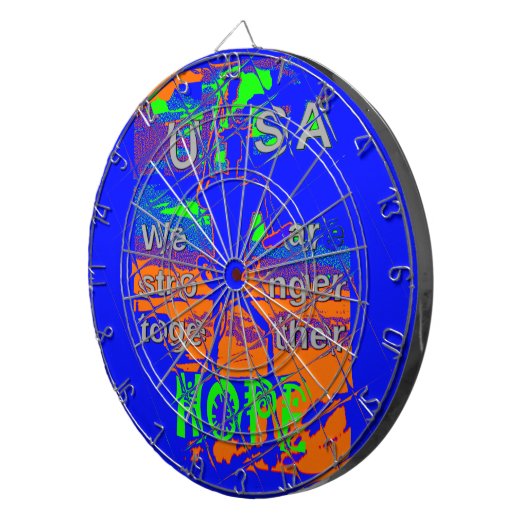 USA Hope: samen sterker patriottisch design Dartbord (Voorkant Rechts)