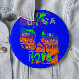 USA Hope: samen sterker patriottisch design Ronde Button 6,0 Cm