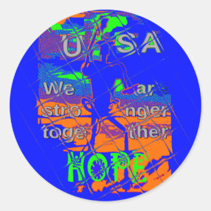 USA Hope: samen sterker patriottisch design Ronde Sticker