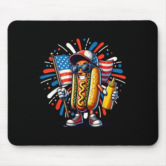 Usa Hot Dog American Flag Usa 4th Of July Fourth P Muismat (Voorkant)