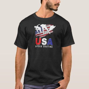 Usa Ice Schaats Skaters Speed Figuur Skater T-shirt