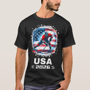 USA IJshockeyliefhebbers Vlag Fan Uitrusting Steun T-shirt