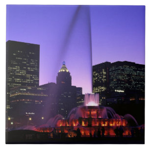 USA, IL, Chicago. Buckingham Fountain in Grant Tegeltje