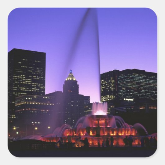 USA, IL, Chicago. Buckingham Fountain in Grant Vierkante Sticker (Voorkant)