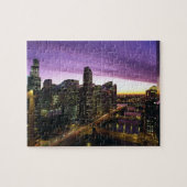 USA, IL, Chicago. Chicago skyline en rivier Legpuzzel (Horizontaal)
