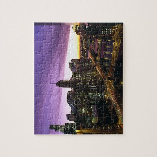 USA, IL, Chicago. Chicago skyline en rivier Legpuzzel (Verticaal)