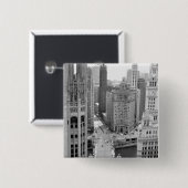 USA, IL, Chicago, Loop van Hotel Vierkante Button 5,1 Cm (Voorkant /achterkant)