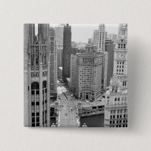 USA, IL, Chicago, Loop van Hotel Vierkante Button 5,1 Cm (Voorkant)