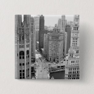 USA, IL, Chicago, Loop van Hotel Vierkante Button 5,1 Cm