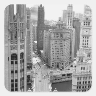 USA, IL, Chicago, Loop van Hotel Vierkante Sticker