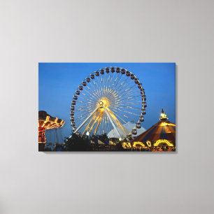 USA, Illinois, Chicago, Cityscapes, Lighted Canvas Afdruk