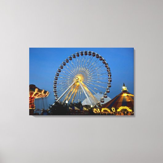 USA, Illinois, Chicago, Cityscapes, Lighted Canvas Afdruk (Voorkant)