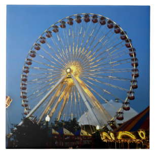 USA, Illinois, Chicago, Cityscapes, Lighted Tegeltje