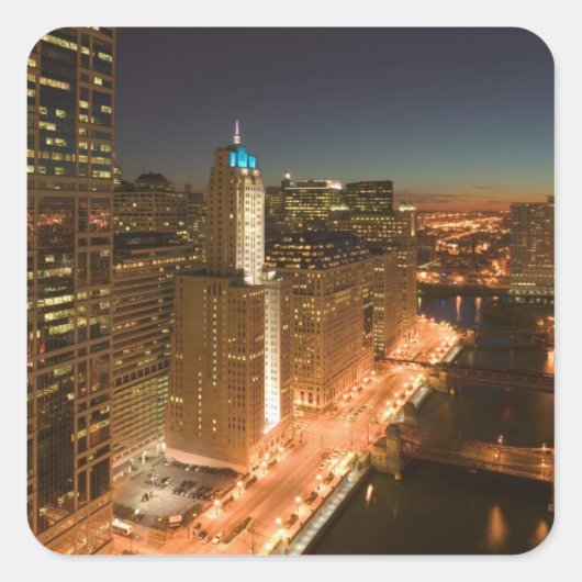 USA, Illinois, Chicago: The Loop: Buildings Vierkante Sticker (Voorkant)