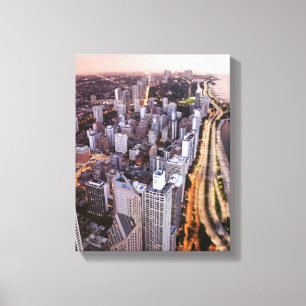 USA, Illinois, Chicago, uitzicht van het meer van Canvas Afdruk