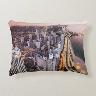 USA, Illinois, Chicago, uitzicht van het meer van Decoratief Kussen
