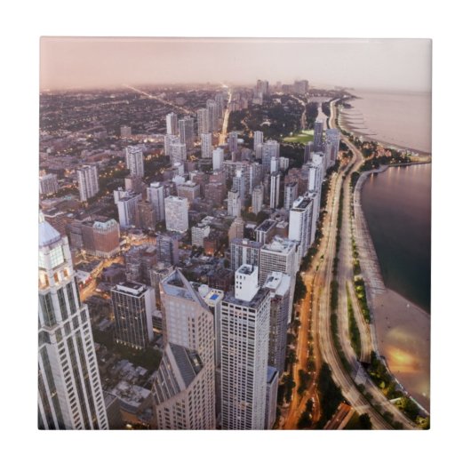 USA, Illinois, Chicago, uitzicht van het meer van Tegeltje (Voorkant)
