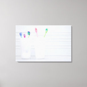 USA, Illinois, Metamora, Diverse tandenborstels in Canvas Afdruk