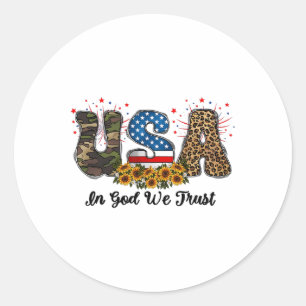 USA In God We Trust America Vlag 4 juli Patri Ronde Sticker