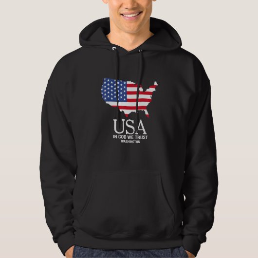 USA In God We Trust Washington Map Flag Patriotic  Hoodie (Voorkant)