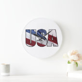 USA in Red White and Blue American Patriotic Flag Grote Klok (Huis)