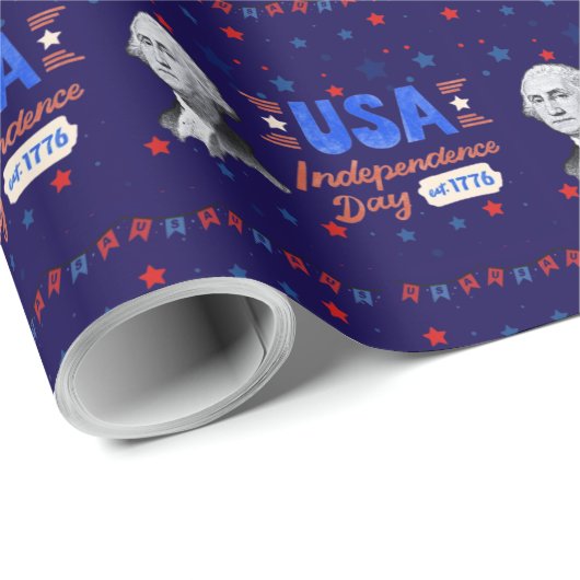 USA Independence Day deep blue Cadeaupapier (Rol Hoek)