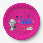 USA Independence Day hot pink Papieren Bordje (Voorkant)