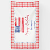 USA Independence Day Themed Birthday Spandoek (Verticaal)