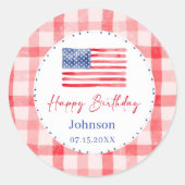 USA Independence Day Themed Birthday Sticker (Voorkant)