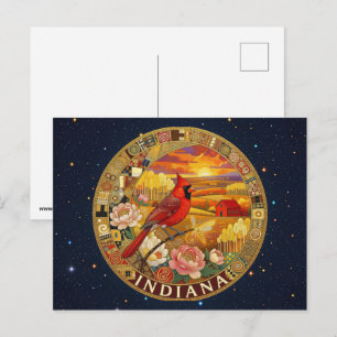 USA Indiana staatssymbolen Briefkaart