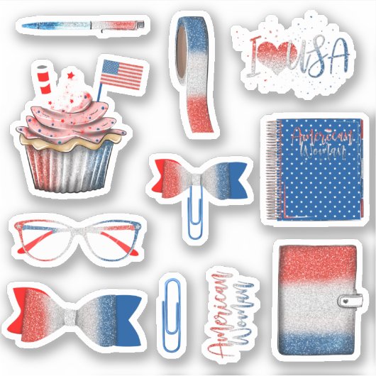 Usa Indipendense day planner sticker set 02 (Voorkant)