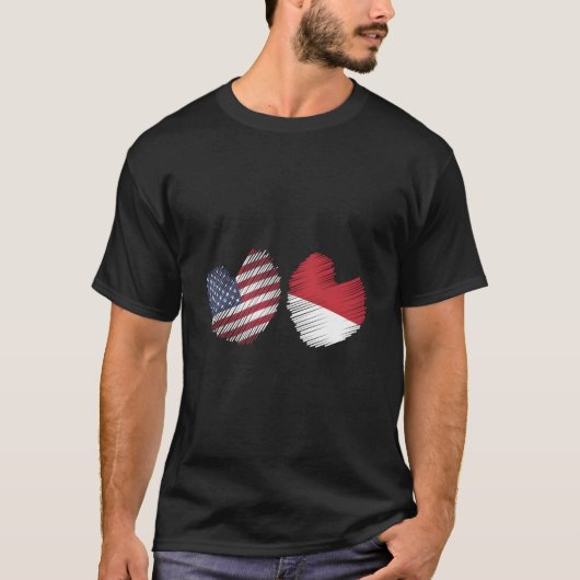 Usa Indonesia He American Flag Indonesian Flag He T-shirt (Voorkant)