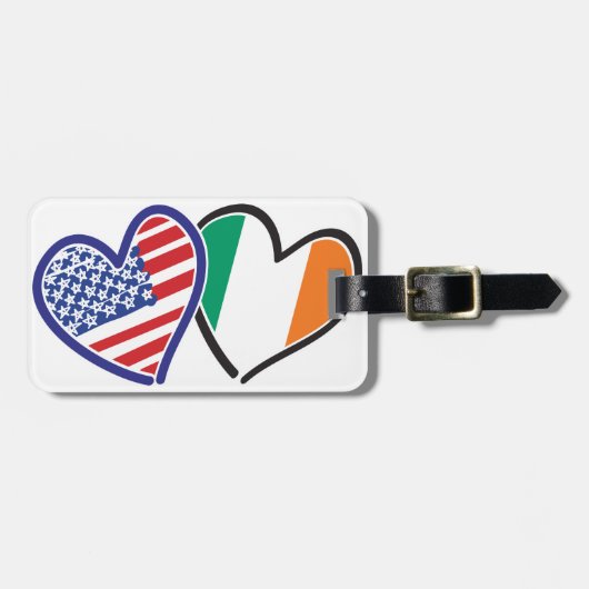 USA Ireland Heart Flags Bagagelabel (Voorkant horizontaal)