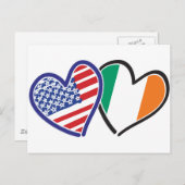 USA Ireland Heart Flags Briefkaart (Voorkant / Achterkant)