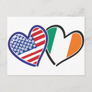 USA Ireland Heart Flags Briefkaart