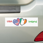 USA Ireland Heart Flags Bumpersticker (Op auto)