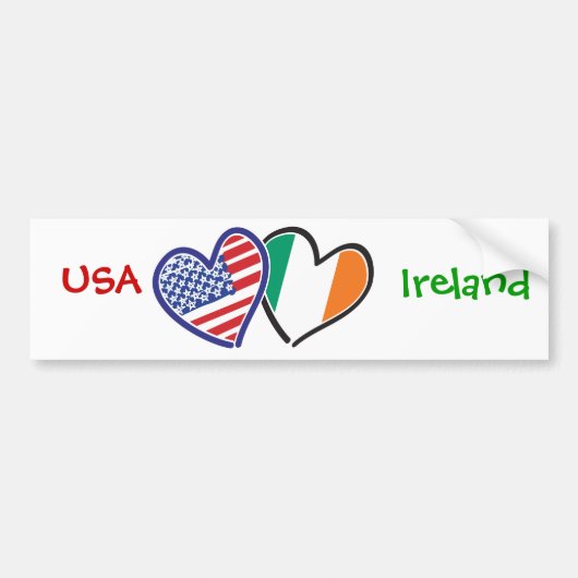 USA Ireland Heart Flags Bumpersticker (Voorkant)