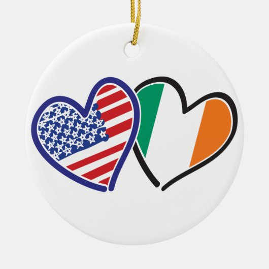 USA Ireland Heart Flags Keramisch Ornament (Voorkant)