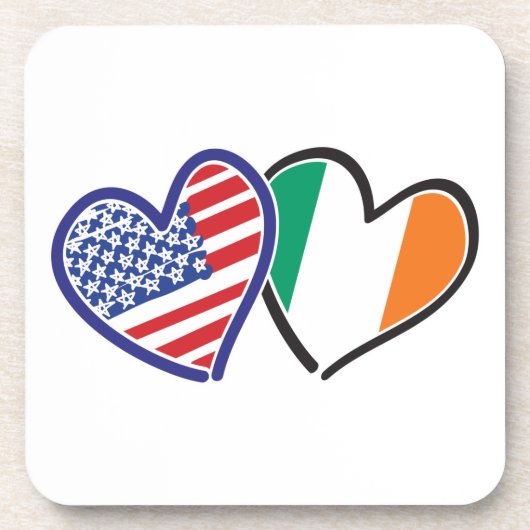 USA Ireland Heart Flags Onderzetter (Voorkant)
